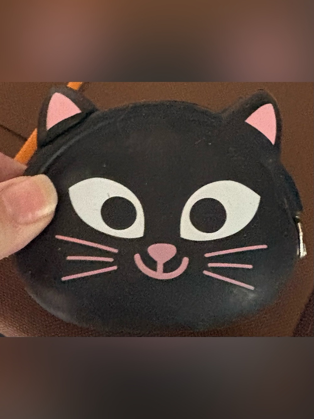 Black Cat Pouch Coin Purse silicone with Pink Accents - Pets Cat